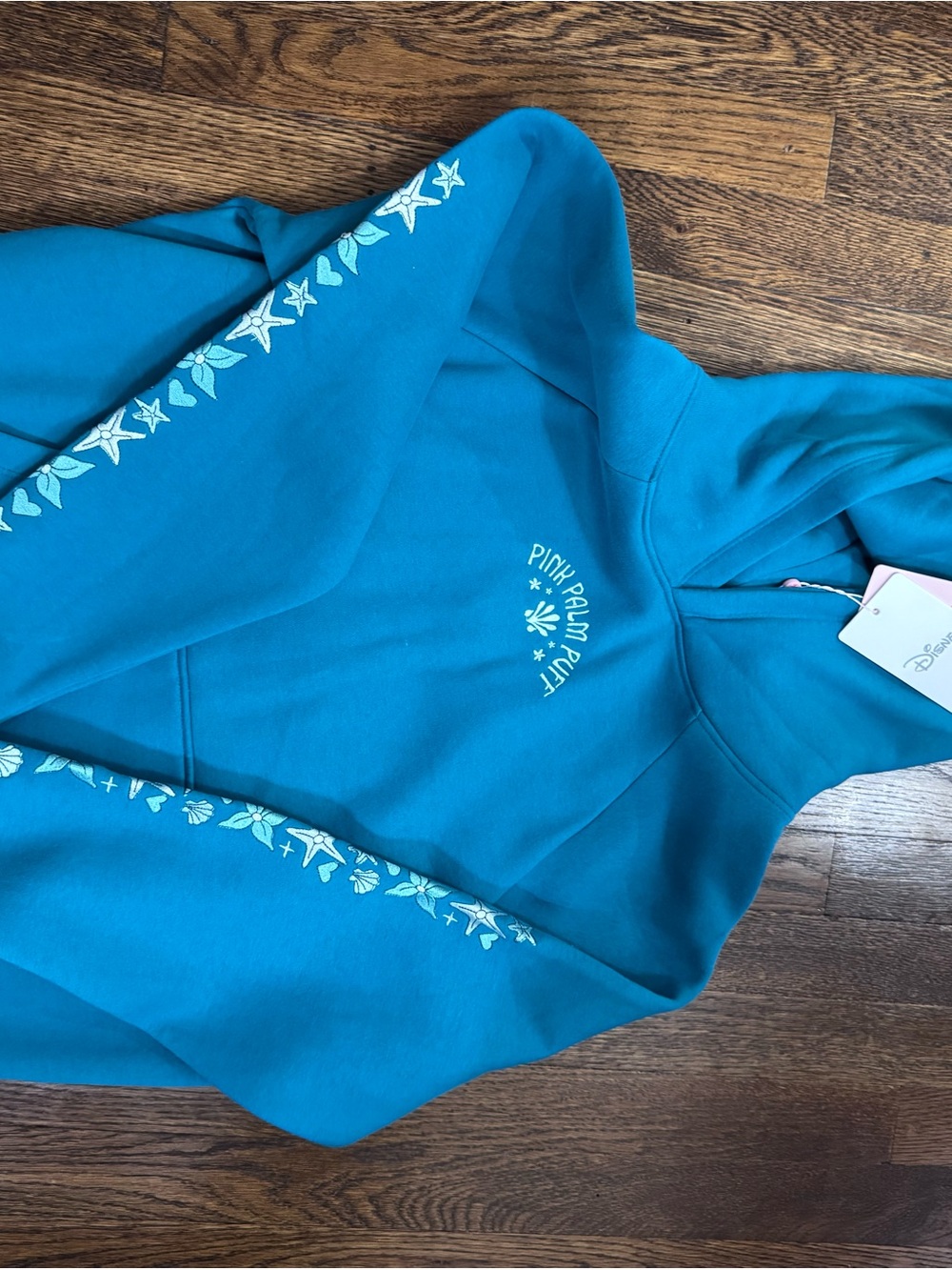 Pink Palm Teal Women's Pullover Hoodie